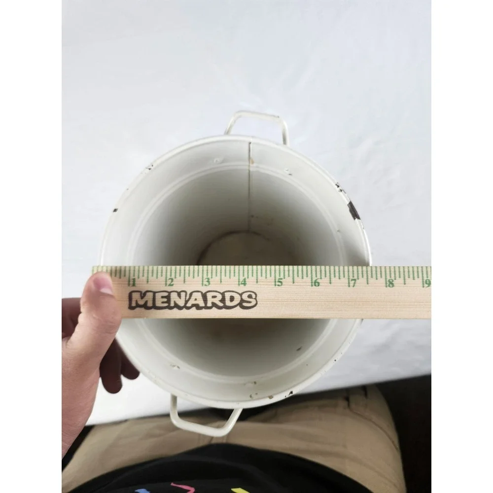 Vintage Enamel Metal Magnolia Umbrella Stand Bucket Farmhouse Cottage Decor Gift